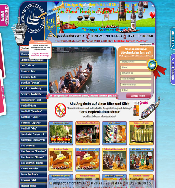 Stocherkahn Tübingen. Website 2024